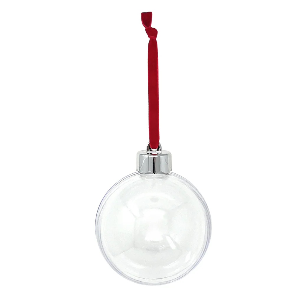 80mm Round Blank Hinged Opening Bauble With Silver Cap - Pack of 6 - Image 3