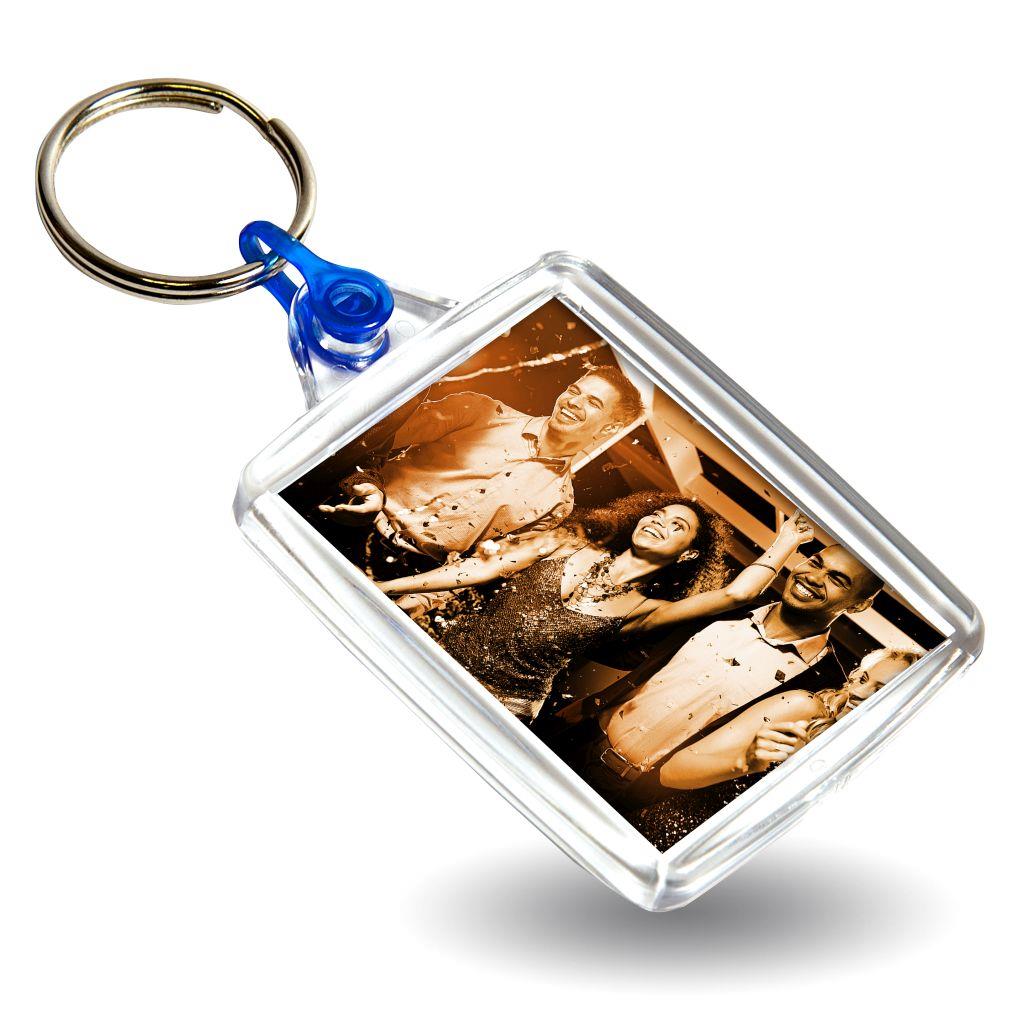 A502 Rectangular Blank Plastic Photo Insert Keyring with Coloured Connector - 45 x 35mm - Pack of 50 - Image 4
