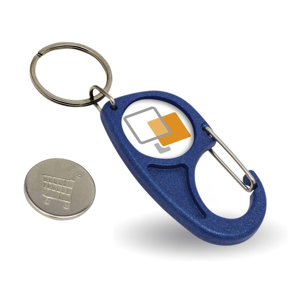 Blank Plastic 25mm Insert Carabiner Trolley Coin Keyring - Pack of 10 - Image 4