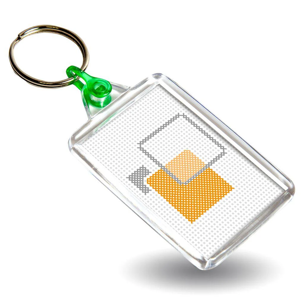 C102-CS Rectangular Blank Plastic Cross Stitch Insert Keyring with Coloured Connector - 50 x 35mm - Pack of 50 - Image 6