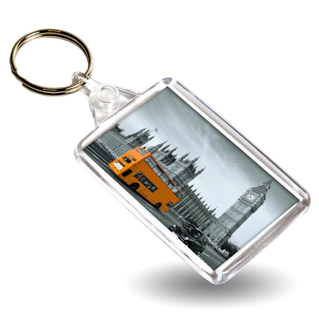 C102 Rectangular Blank Plastic Photo Insert Keyring with Clear Connector - 50 x 35mm - Pack of 50 - Image 3