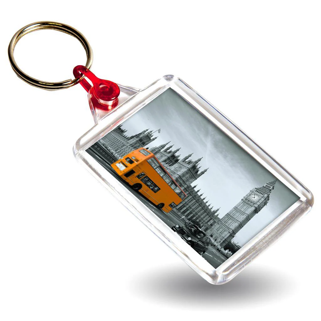 C102 Rectangular Blank Plastic Photo Insert Keyring with Coloured Connector - 50 x 35mm - Pack of 50 - Image 6