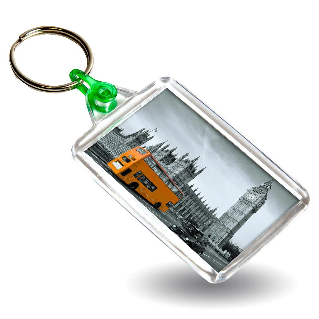 C102 Rectangular Blank Plastic Photo Insert Keyring with Coloured Connector - 50 x 35mm - Pack of 50 - Image 7