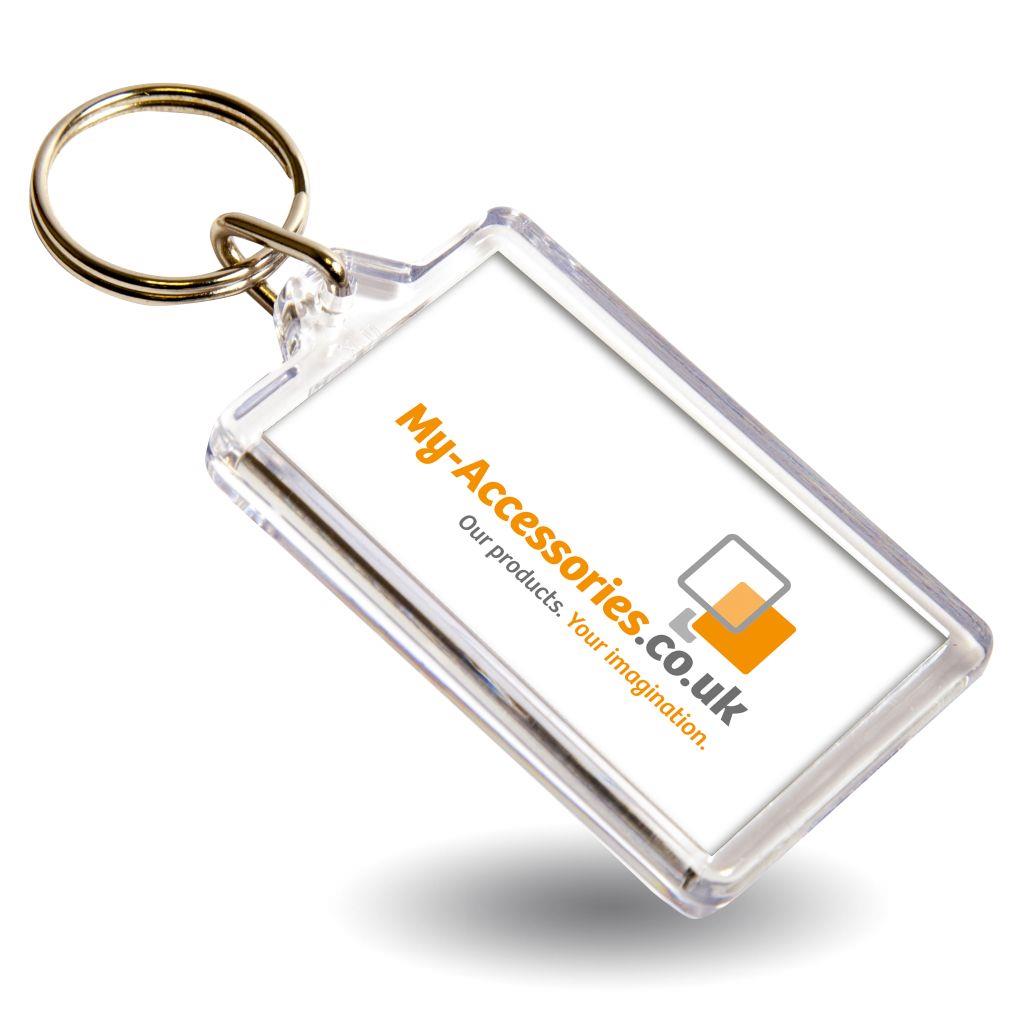 G1 Rectangular Blank Plastic Photo Insert Keyring - 50 x 30mm - Pack of 50 - Image 3