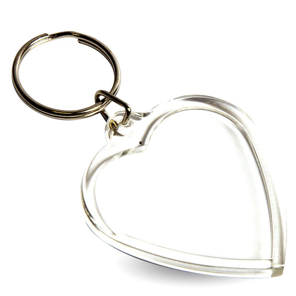 Mini Heart Shaped Blank Plastic Photo Insert Keyring - 40 x 38mm - Pack of 50 - Image 3