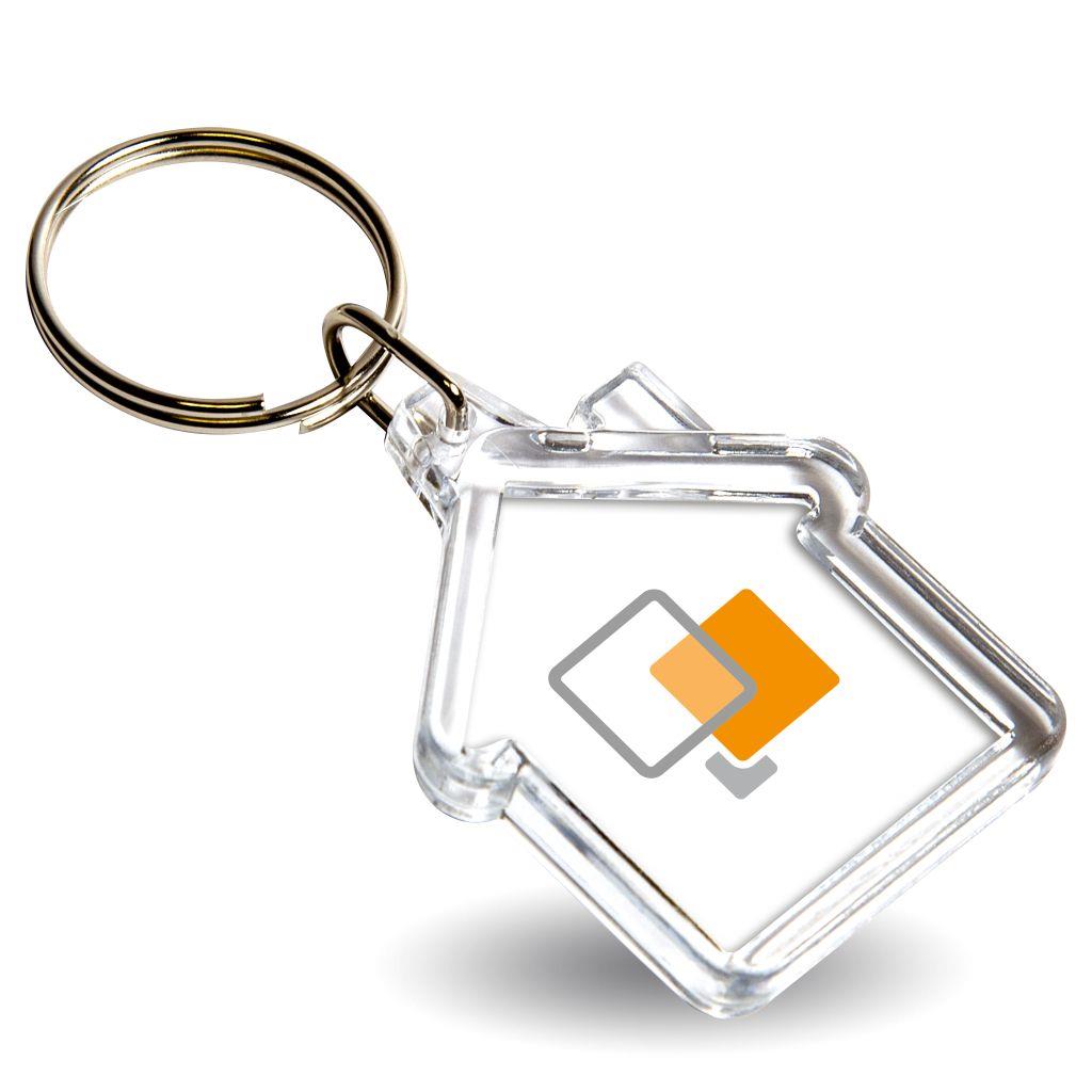 Mini House Shaped Blank Plastic Photo Insert Keyring - 35 x 33mm - Pack of 50 - Image 4