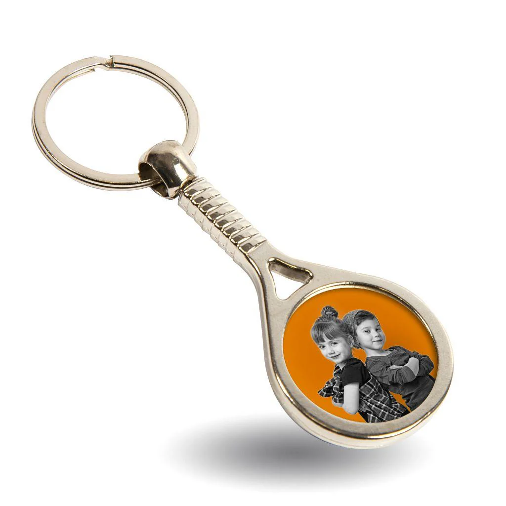 MTN Tennis Racket Round Blank Metal Photo Insert Keyring - 25mm - Pack of 10 - Image 6