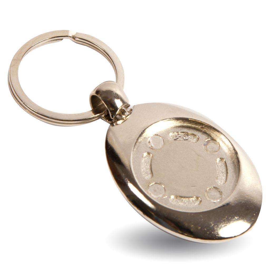 MZ-25 Round Blank Metal Photo Insert Keyring with Shopping Trolley Coin - 25mm - Pack of 10 - Image 3