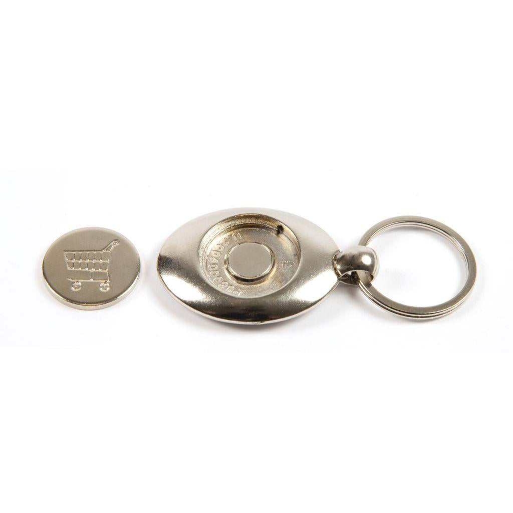 MZ-25 Round Blank Metal Photo Insert Keyring with Shopping Trolley Coin - 25mm - Pack of 10 - Image 4