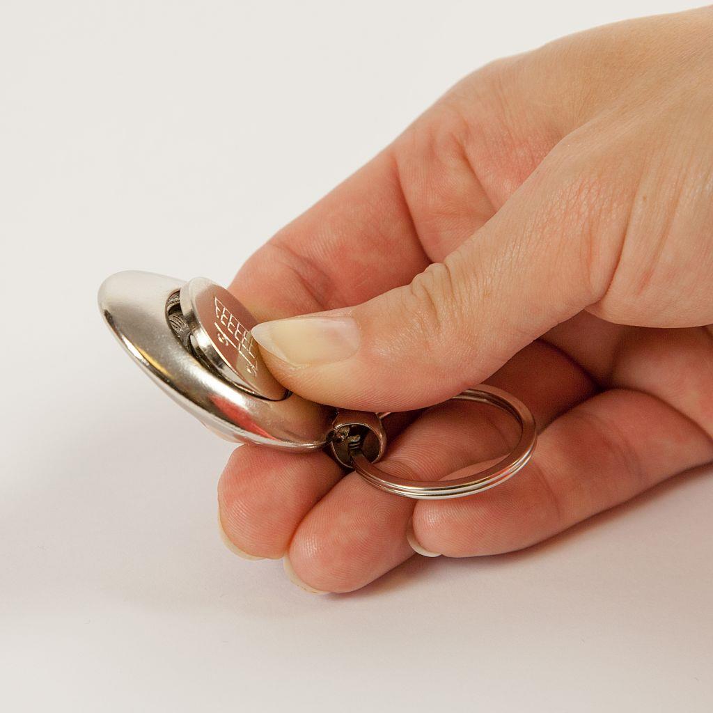 MZ-25 Round Blank Metal Photo Insert Keyring with Shopping Trolley Coin - 25mm - Pack of 10 - Image 5