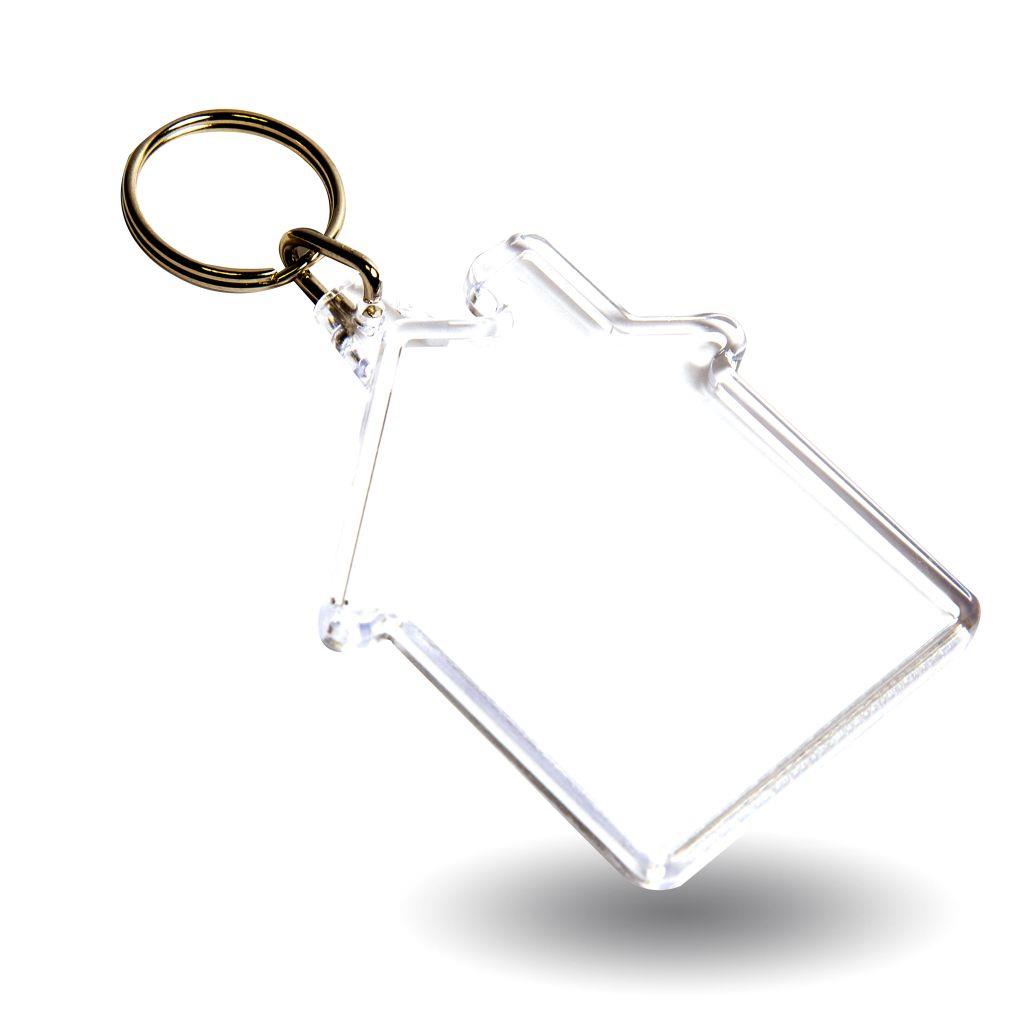S-House Shaped Blank Plastic Photo Insert Keyring - 59 x 56mm - Pack of 50 - Image 3